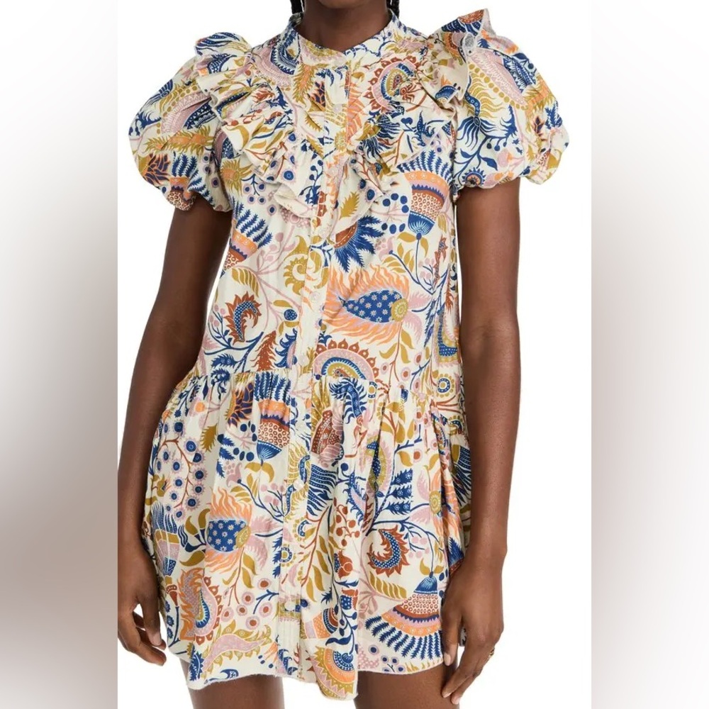 Floral Puff-Sleeve Mini Dress - Multi Floral